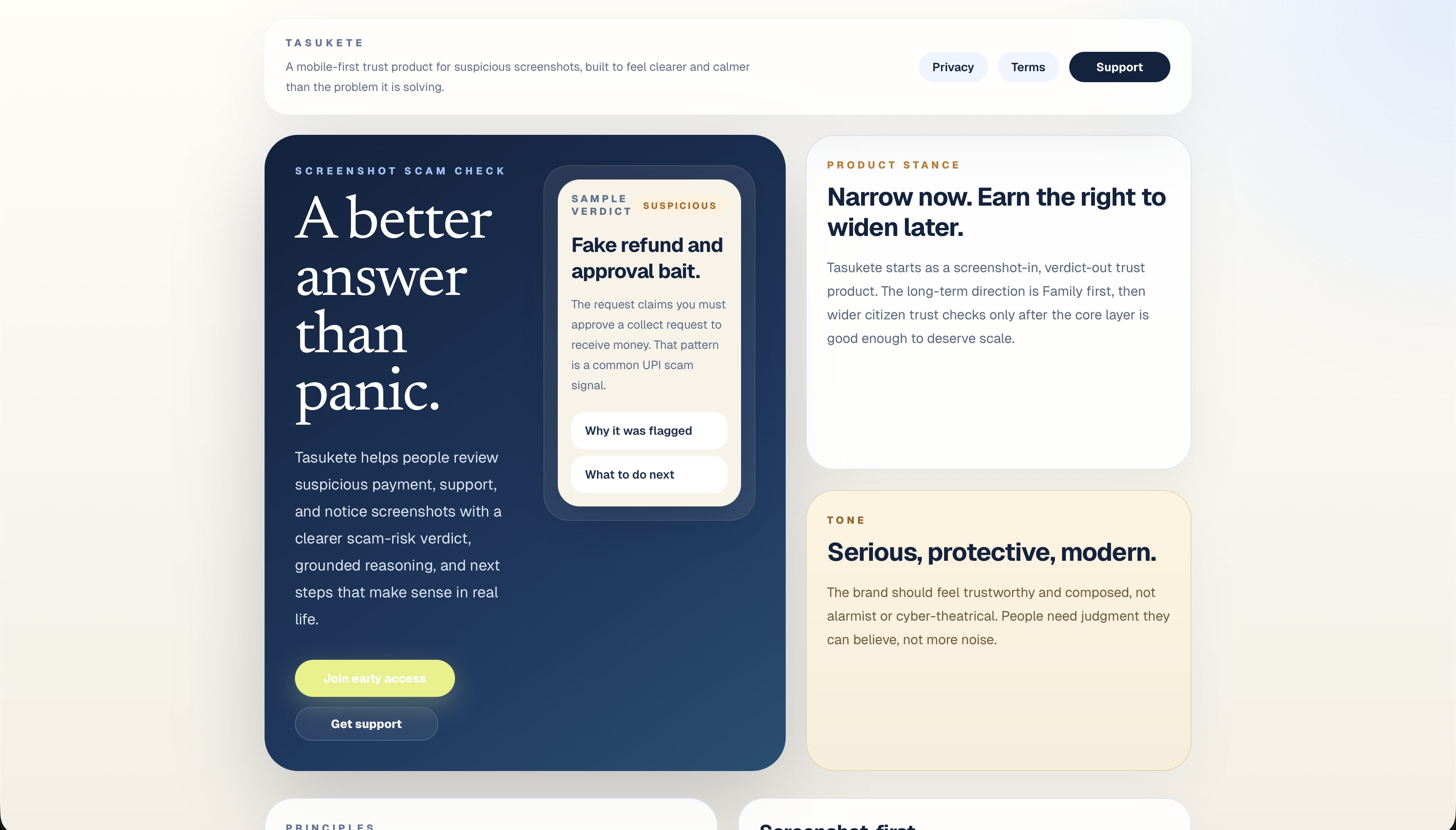 Tasukete app landing page